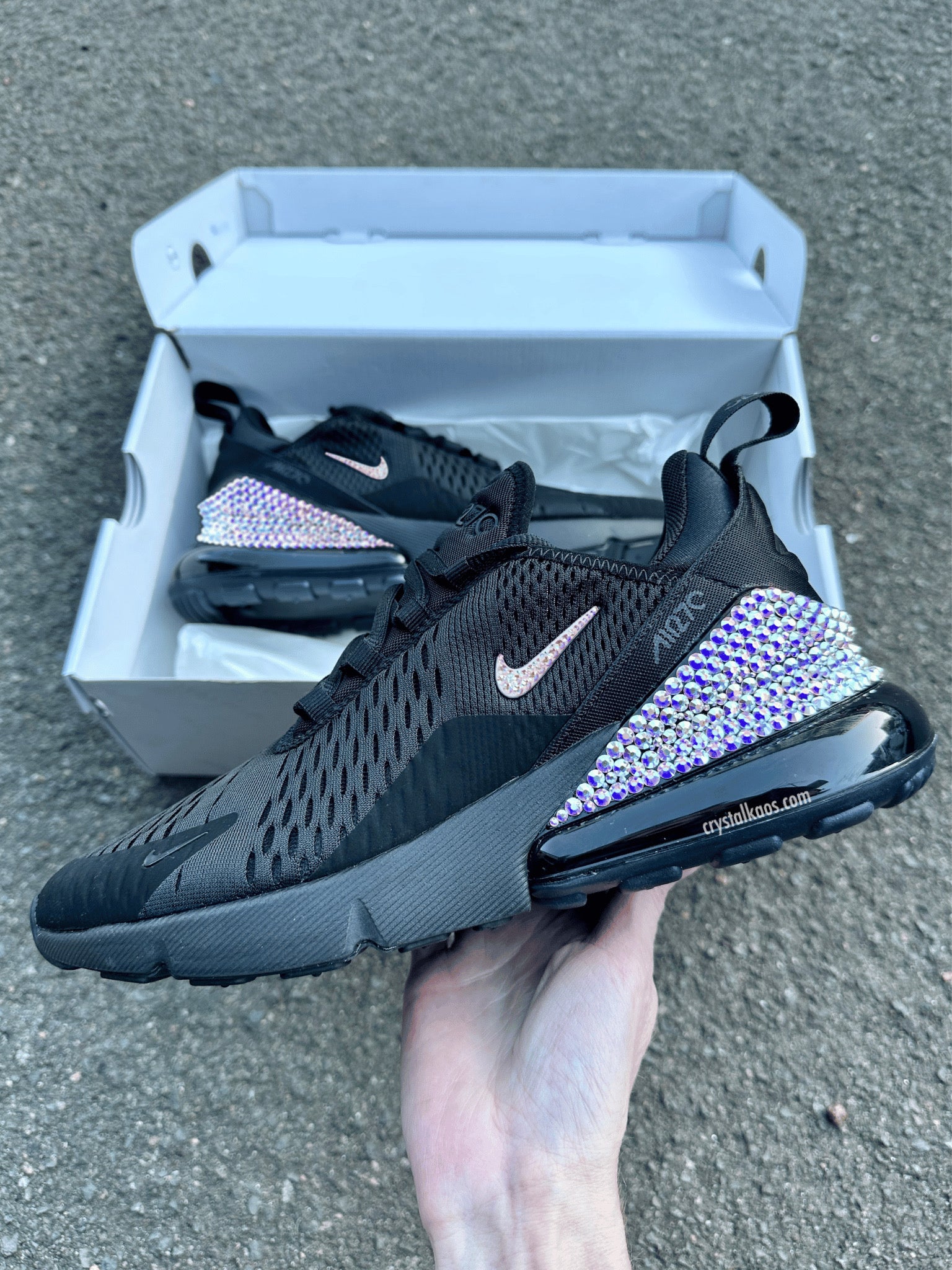 Bling Nike Black Air Max 270 embellished with Crystals. Crystal Kaos